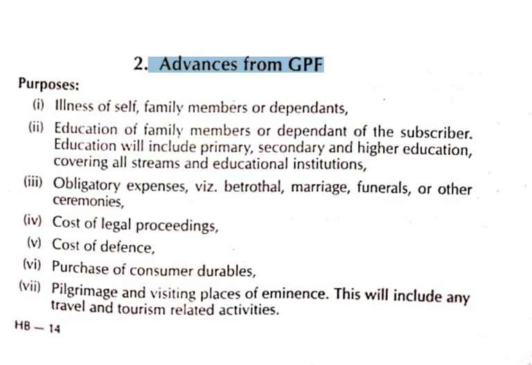 ADVANCES FROM GPF