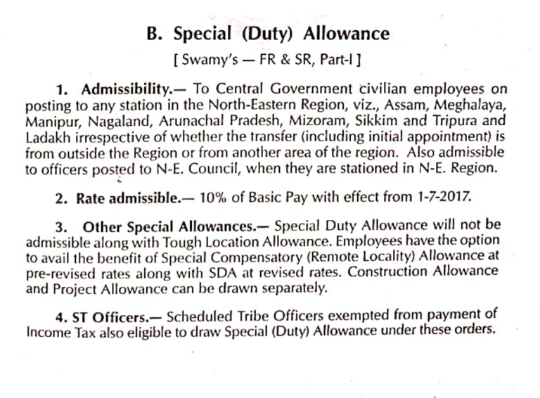 SPECIAL DUTY ALLOWANCE