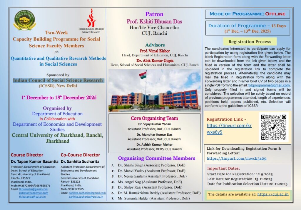TWO-WEEK CAPACITY BUILDING PROGRAMME FOR SOCIAL SCIENCE FACULTY MEMBERS