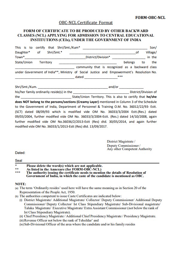 NCL CERTIFICATES AND RULES