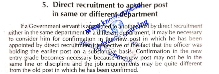 DIRECT RECRUITMENT TO ANOTHER POST IN THE SAME OR DIFFERENT DEPARTMENT